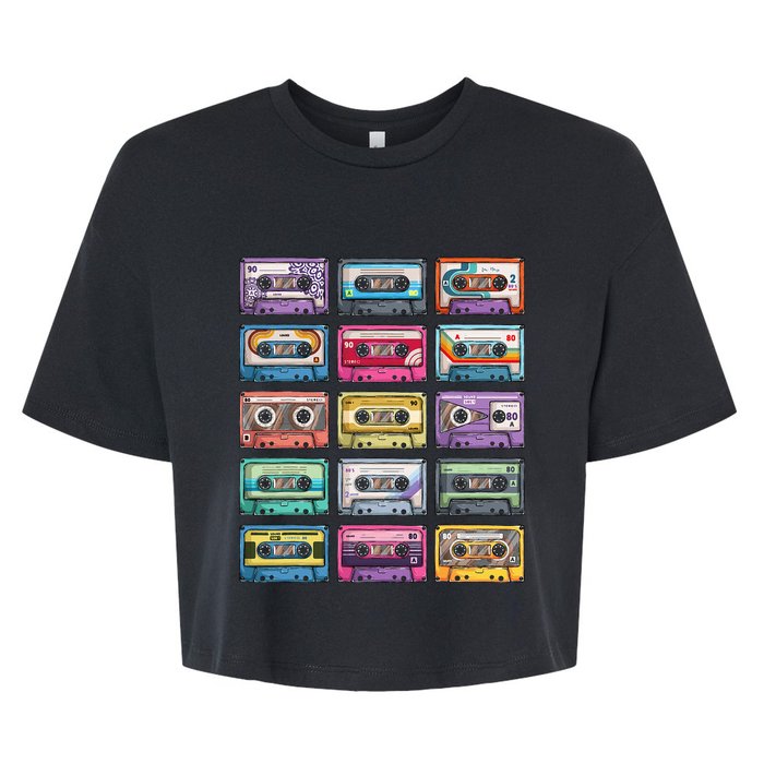 Vintage Cassette Tapes Collection 80S 90S Music Mixtape Bella+Canvas Jersey Crop Tee