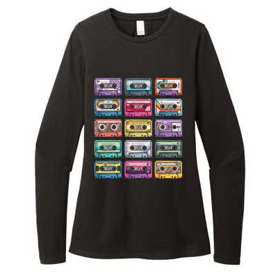 Vintage Cassette Tapes Collection 80S 90S Music Mixtape Womens CVC Long Sleeve Shirt