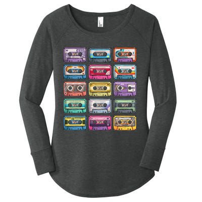 Vintage Cassette Tapes Collection 80S 90S Music Mixtape Women's Perfect Tri Tunic Long Sleeve Shirt