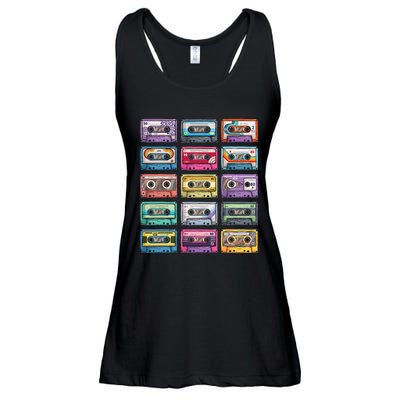 Vintage Cassette Tapes Collection 80S 90S Music Mixtape Ladies Essential Flowy Tank