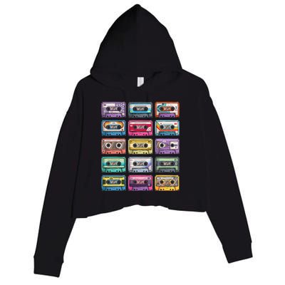 Vintage Cassette Tapes Collection 80S 90S Music Mixtape Crop Fleece Hoodie