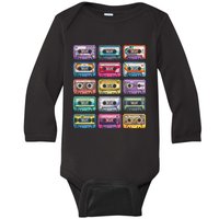 Vintage Cassette Tapes Collection 80S 90S Music Mixtape Baby Long Sleeve Bodysuit