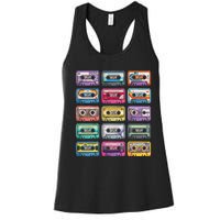 Vintage Cassette Tapes Collection 80S 90S Music Mixtape Women's Racerback Tank