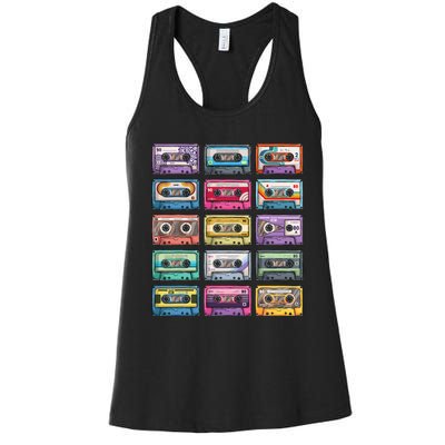 Vintage Cassette Tapes Collection 80S 90S Music Mixtape Women's Racerback Tank