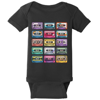 Vintage Cassette Tapes Collection 80S 90S Music Mixtape Baby Bodysuit