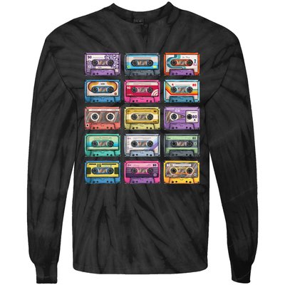 Vintage Cassette Tapes Collection 80S 90S Music Mixtape Tie-Dye Long Sleeve Shirt