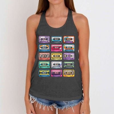 Vintage Cassette Tapes Collection 80S 90S Music Mixtape Women's Knotted Racerback Tank