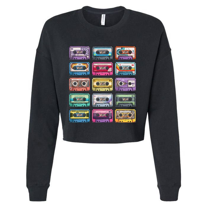 Vintage Cassette Tapes Collection 80S 90S Music Mixtape Cropped Pullover Crew