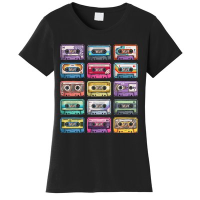 Vintage Cassette Tapes Collection 80S 90S Music Mixtape Women's T-Shirt