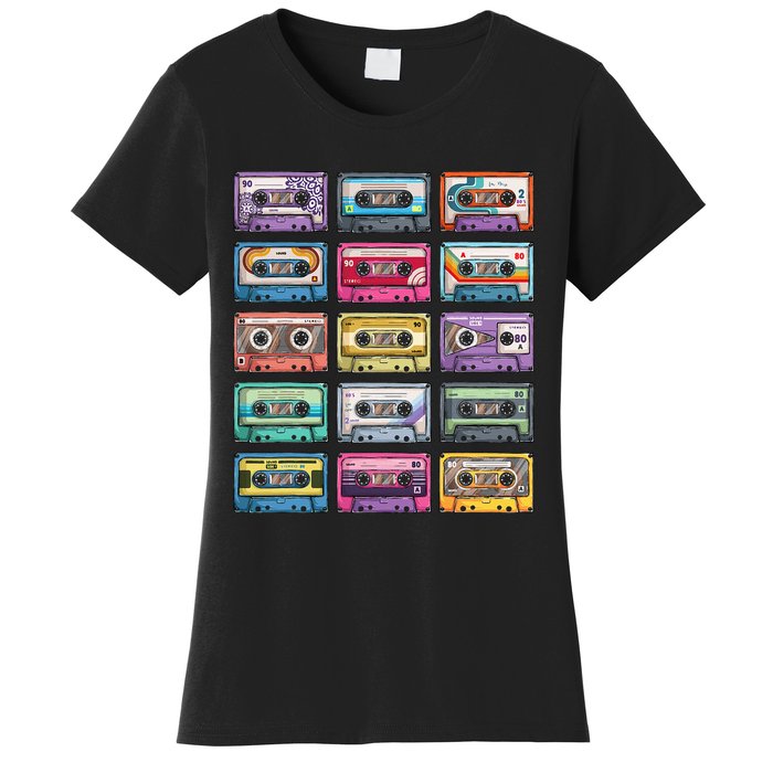 Vintage Cassette Tapes Collection 80S 90S Music Mixtape Women's T-Shirt