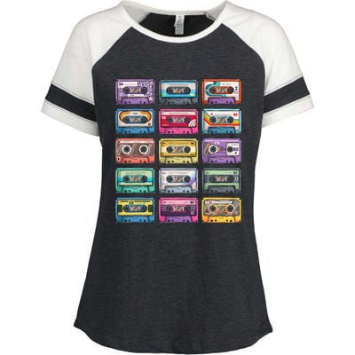 Vintage Cassette Tapes Collection 80S 90S Music Mixtape Enza Ladies Jersey Colorblock Tee