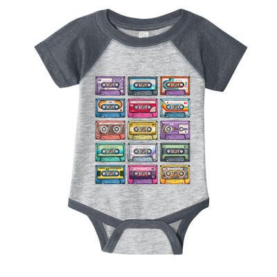 Vintage Cassette Tapes Collection 80S 90S Music Mixtape Infant Baby Jersey Bodysuit