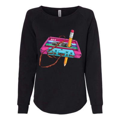 Vintage Cassette Tape Pencil 70s 80s 90s Music Mixtape Womens California Wash Sweatshirt