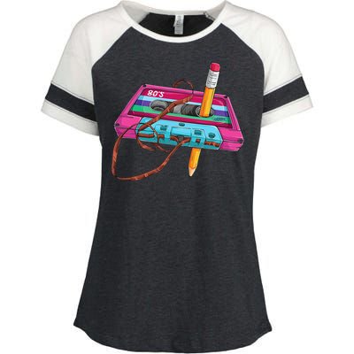 Vintage Cassette Tape Pencil 70s 80s 90s Music Mixtape Enza Ladies Jersey Colorblock Tee