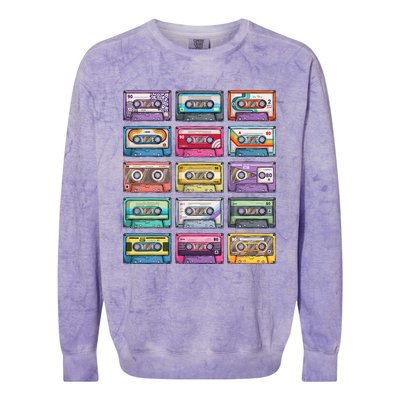 Vintage Cassette Tapes Collection 80s 90s Music Mixtape Colorblast Crewneck Sweatshirt