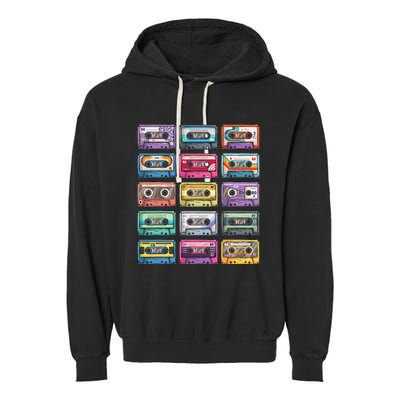 Vintage Cassette Tapes Collection 80s 90s Music Mixtape Garment-Dyed Fleece Hoodie