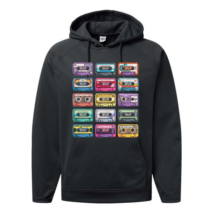 Vintage Cassette Tapes Collection 80s 90s Music Mixtape Performance Fleece Hoodie