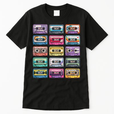 Vintage Cassette Tapes Collection 80s 90s Music Mixtape Tall T-Shirt