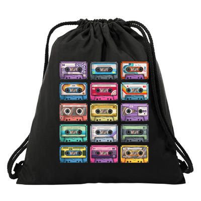 Vintage Cassette Tapes Collection 80s 90s Music Mixtape Drawstring Bag