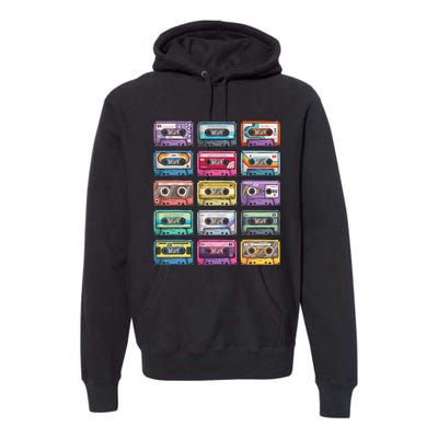 Vintage Cassette Tapes Collection 80s 90s Music Mixtape Premium Hoodie