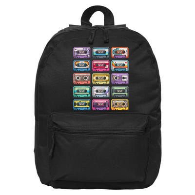 Vintage Cassette Tapes Collection 80s 90s Music Mixtape 16 in Basic Backpack