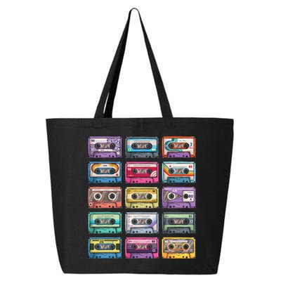 Vintage Cassette Tapes Collection 80s 90s Music Mixtape 25L Jumbo Tote