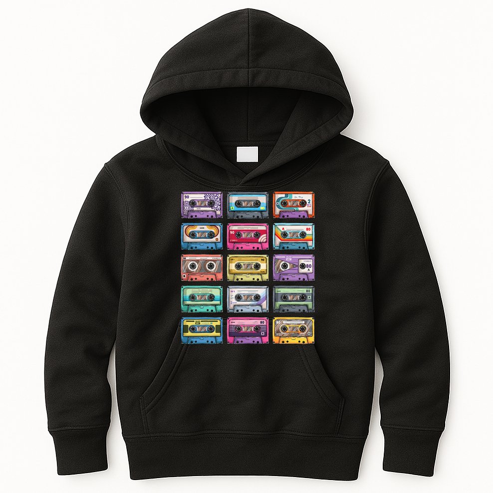 Vintage Cassette Tapes Collection 80s 90s Music Mixtape Kids Hoodie