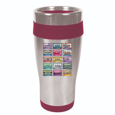 Vintage Cassette Tapes Collection 80s 90s Music Mixtape 16oz Travel Tumbler