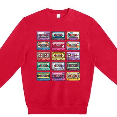 Vintage Cassette Tapes Collection 80s 90s Music Mixtape Premium Crewneck Sweatshirt