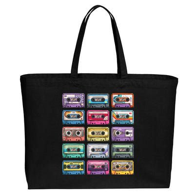 Vintage Cassette Tapes Collection 80s 90s Music Mixtape Cotton Canvas Jumbo Tote