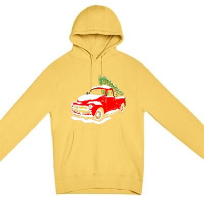 Vintage Christmas Tree Truck Funny Retro Xmas Gift Premium Pullover Hoodie