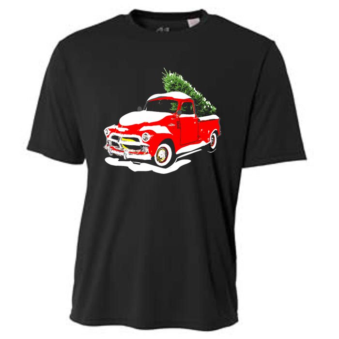 Vintage Christmas Tree Truck Funny Retro Xmas Gift Cooling Performance Crew T-Shirt