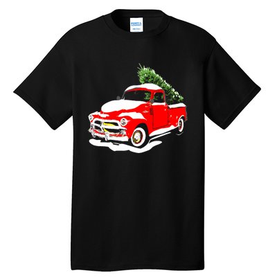 Vintage Christmas Tree Truck Funny Retro Xmas Gift Tall T-Shirt