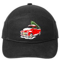 Vintage Christmas Tree Truck Funny Retro Xmas Gift 7-Panel Snapback Hat