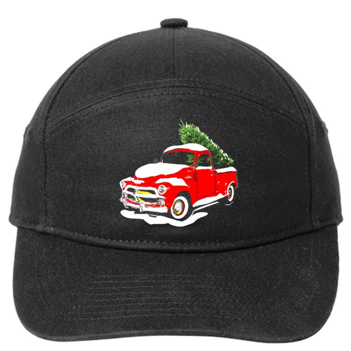 Vintage Christmas Tree Truck Funny Retro Xmas Gift 7-Panel Snapback Hat