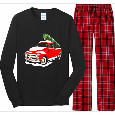 Vintage Christmas Tree Truck Funny Retro Xmas Gift Long Sleeve Pajama Set