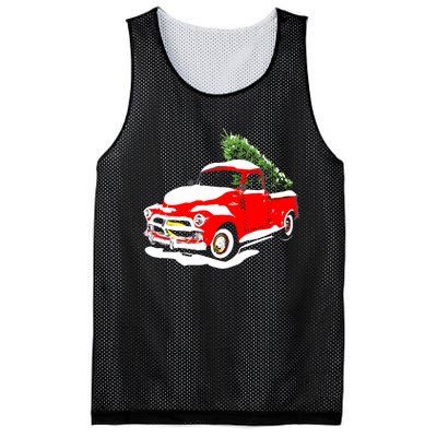 Vintage Christmas Tree Truck Funny Retro Xmas Gift Mesh Reversible Basketball Jersey Tank