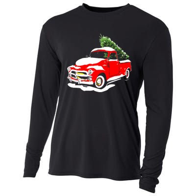 Vintage Christmas Tree Truck Funny Retro Xmas Gift Cooling Performance Long Sleeve Crew