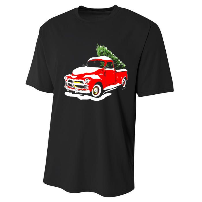 Vintage Christmas Tree Truck Funny Retro Xmas Gift Performance Sprint T-Shirt