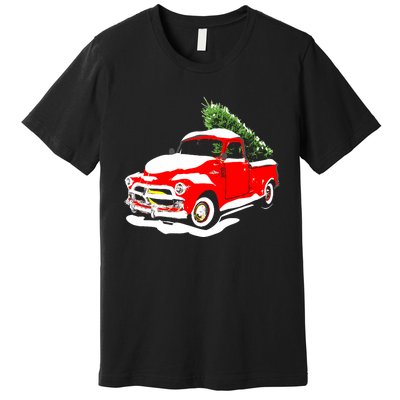 Vintage Christmas Tree Truck Funny Retro Xmas Gift Premium T-Shirt