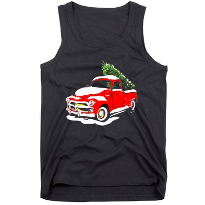 Vintage Christmas Tree Truck Funny Retro Xmas Gift Tank Top