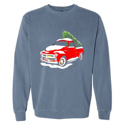 Vintage Christmas Tree Truck Funny Retro Xmas Gift Garment-Dyed Sweatshirt