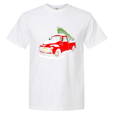 Vintage Christmas Tree Truck Funny Retro Xmas Gift Garment-Dyed Heavyweight T-Shirt