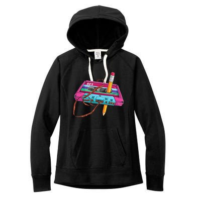 Vintage Cassette Tape Pencil 70s 80s 90s Music Mixtape Women's Fleece Hoodie