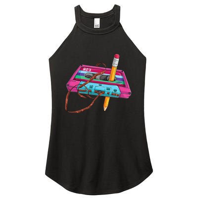 Vintage Cassette Tape Pencil 70s 80s 90s Music Mixtape Women’s Perfect Tri Rocker Tank