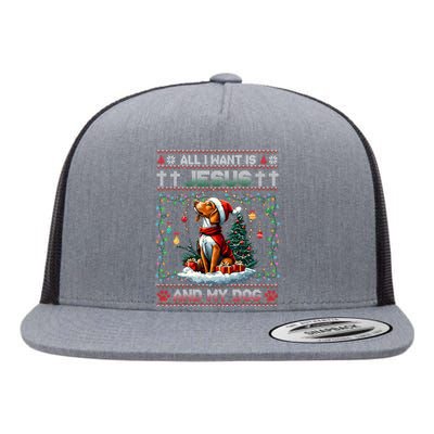 Vizsla Christmas Tree Lights Decorations Dog Lover Xmas Flat Bill Trucker Hat