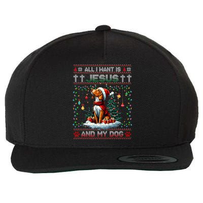 Vizsla Christmas Tree Lights Decorations Dog Lover Xmas Wool Snapback Cap