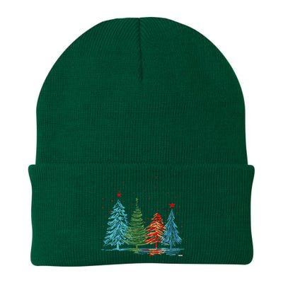 Vintage Christmas Trees Hand Drawing Christmas Trees Knit Cap Winter Beanie