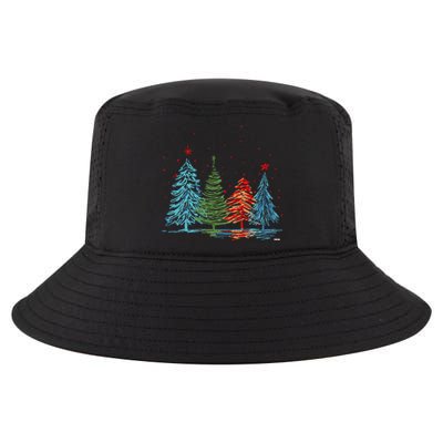 Vintage Christmas Trees Hand Drawing Christmas Trees Cool Comfort Performance Bucket Hat