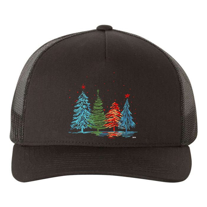 Vintage Christmas Trees Hand Drawing Christmas Trees Yupoong Adult 5-Panel Trucker Hat